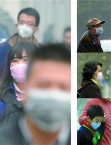口罩模式開啟霧霾持續(xù)，大部分市民佩戴口罩出門
