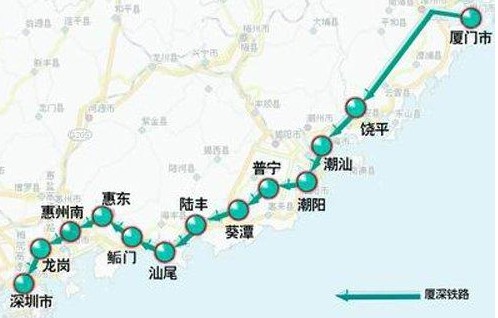 廈深高鐵線路圖